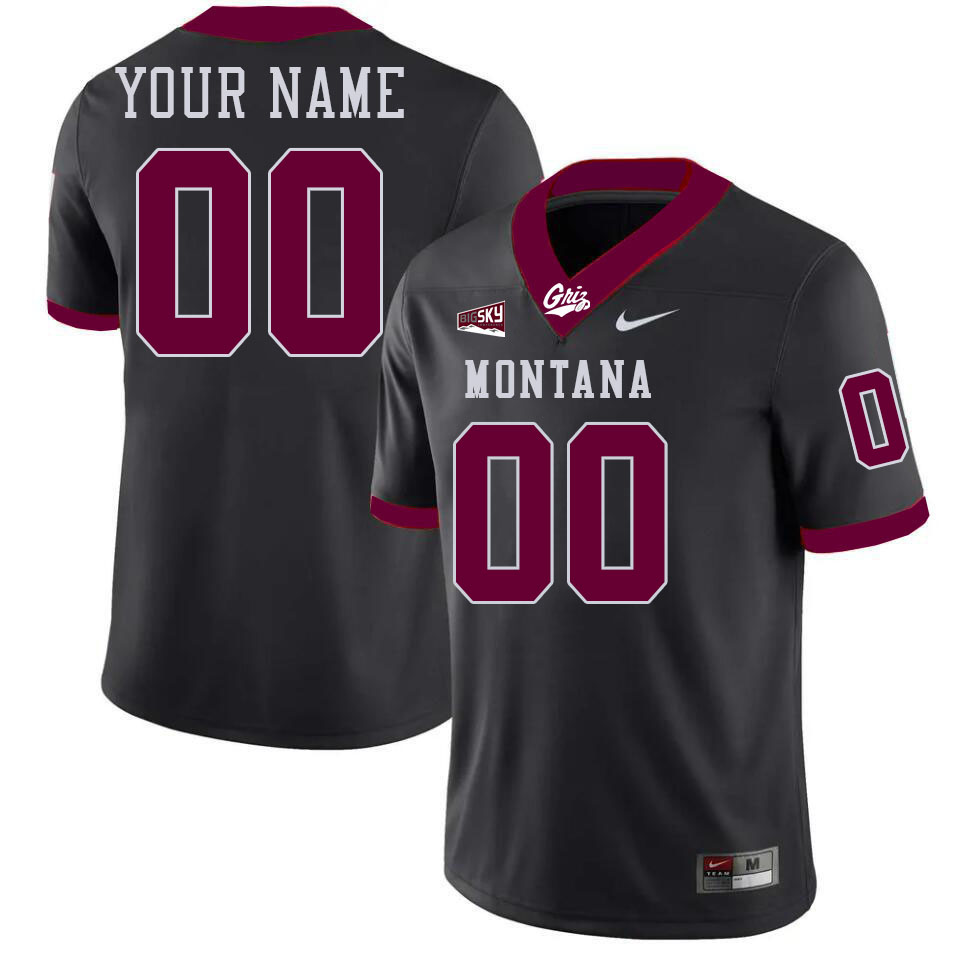 Custom University Of Montana Grizzlies Player's Name And Number Jersey-Black